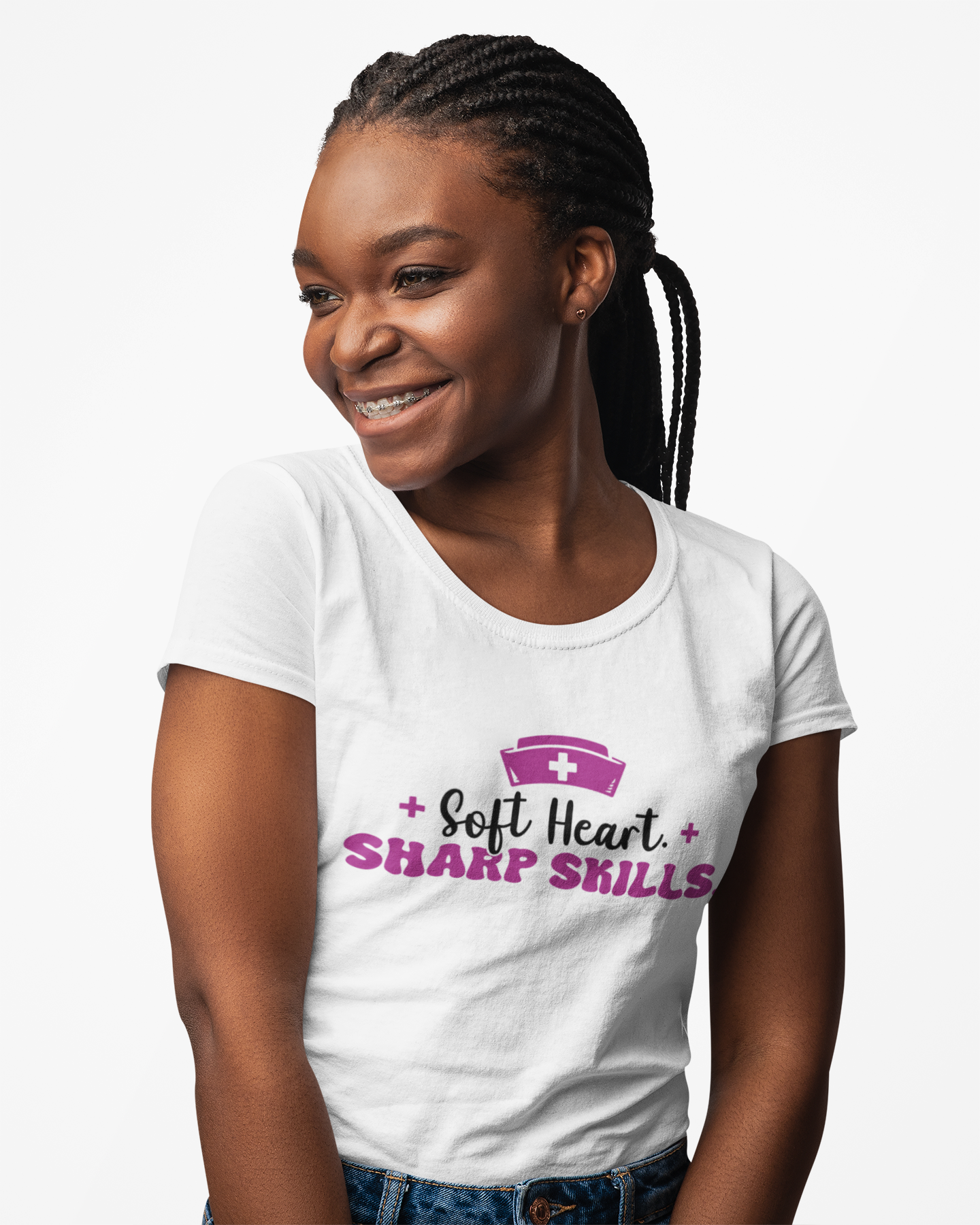 "Soft Heart, Sharp Skills" Short Sleeve Nurse Shirt