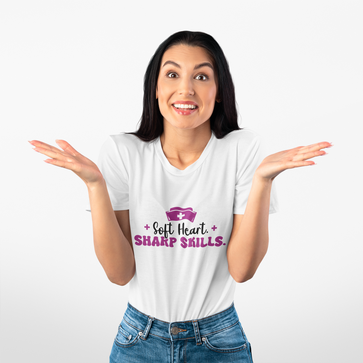 "Soft Heart, Sharp Skills" Short Sleeve Nurse Shirt
