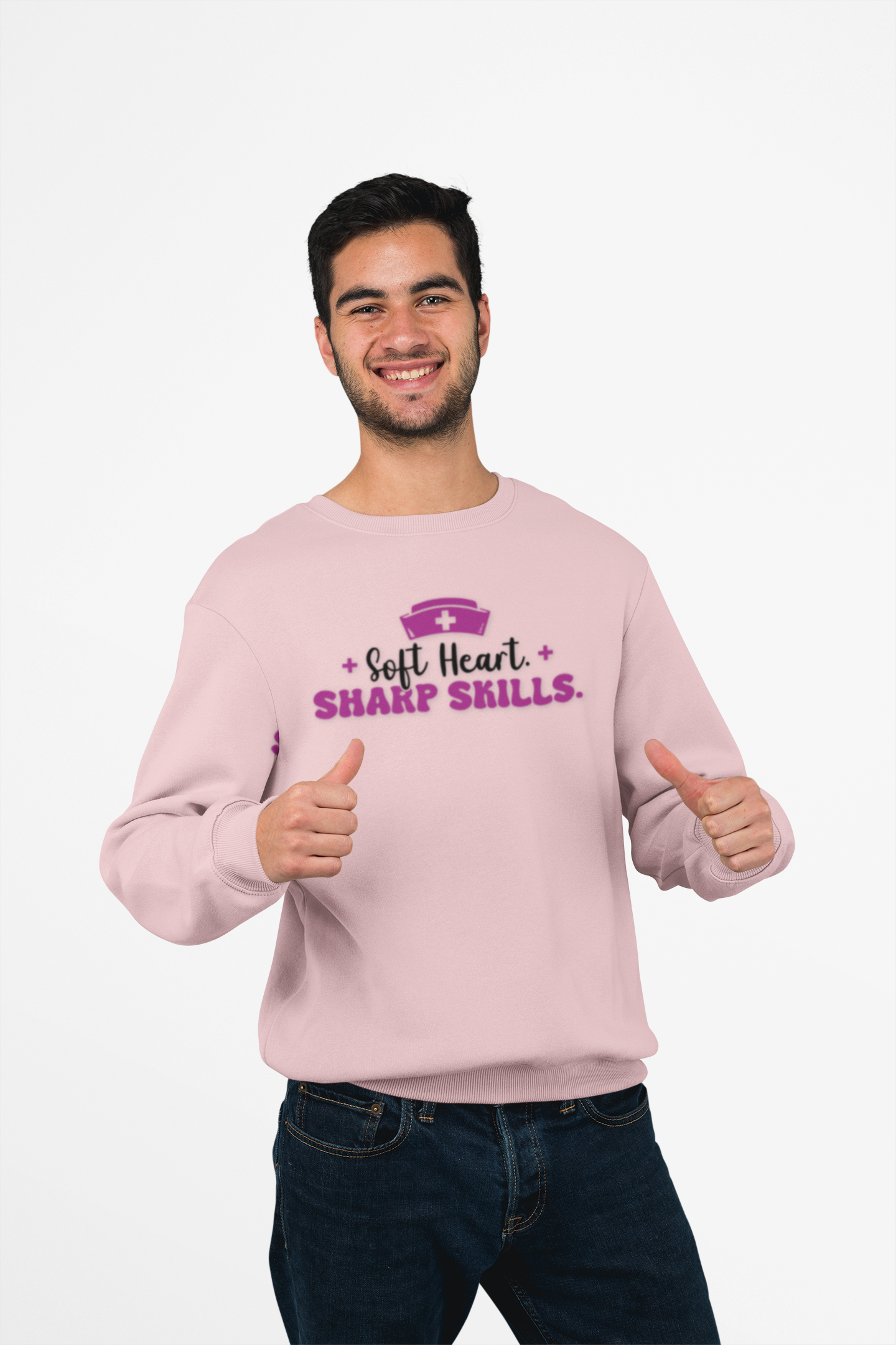 Nurse Crewneck Sweatshirt "Soft Heart. Sharp Skills." Comfort Pullover for Nurses