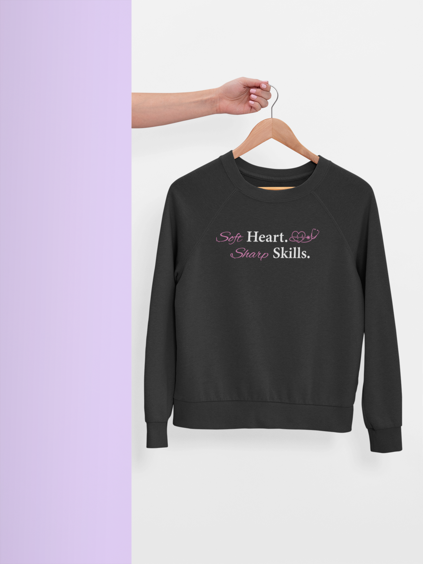 Nurse Stethoscope Sweatshirt "Soft Heart. Sharp Skills." Comfort Pullover for Nurses