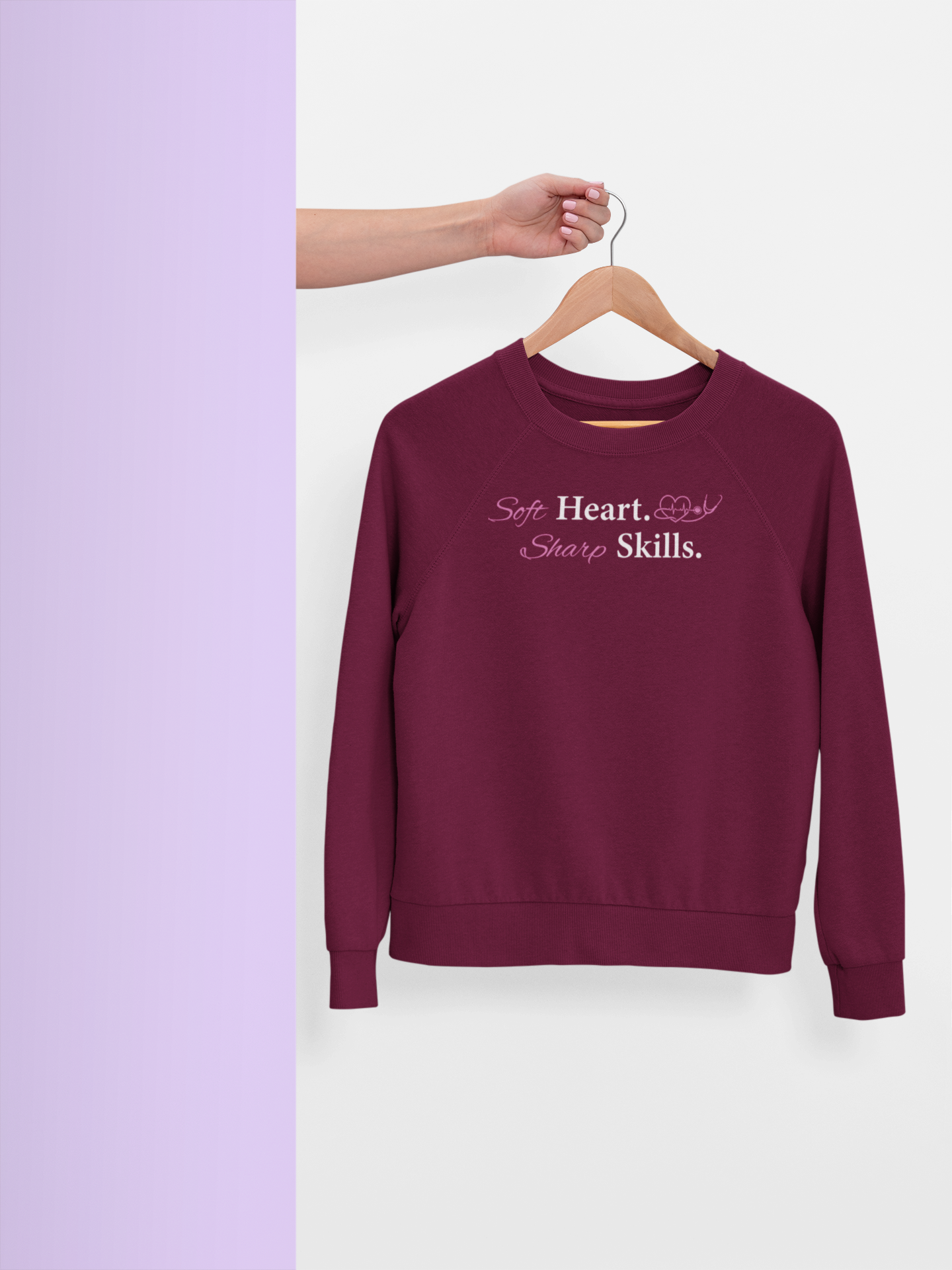 Nurse Stethoscope Sweatshirt "Soft Heart. Sharp Skills." Comfort Pullover for Nurses