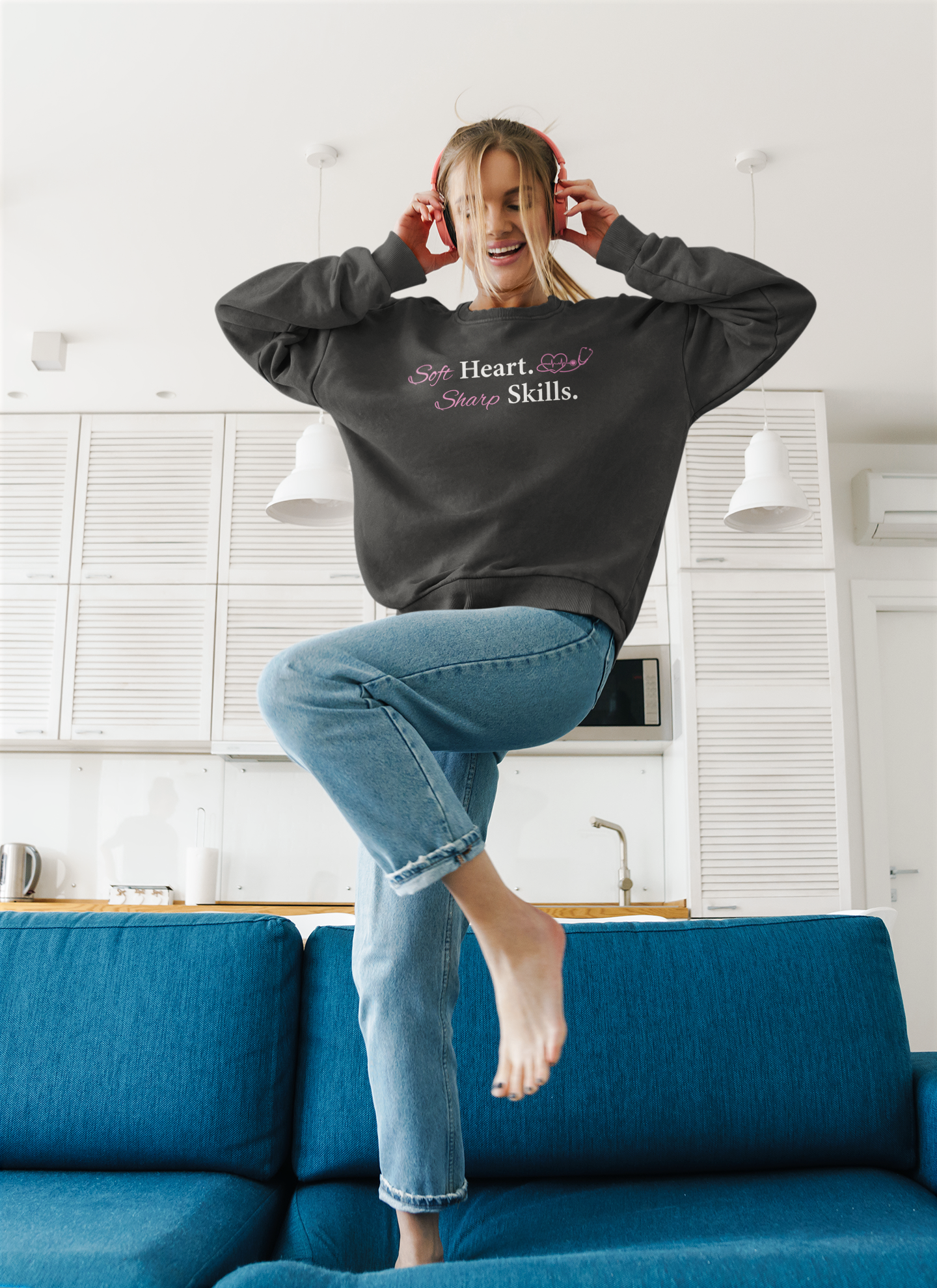 Nurse Stethoscope Sweatshirt "Soft Heart. Sharp Skills." Comfort Pullover for Nurses
